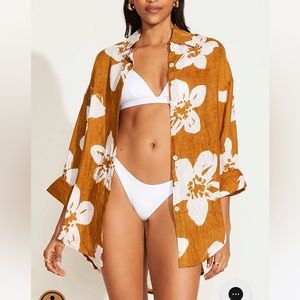 Vitamin A Playa Linen Boyfriend Shirt NWT